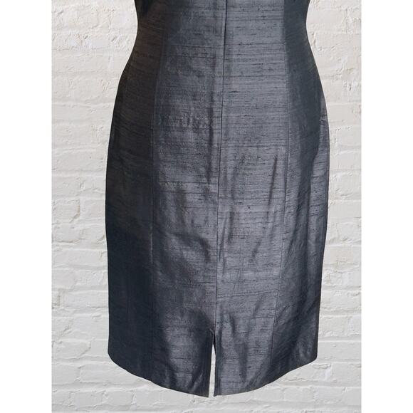 Karen Warren Black Sleeveless Raw Silk Cocktail Event Dress Sz 6 8 Wedding Guest - Picture 7 of 9